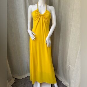 Alexia Admore rope detail Yellow Halter Maxi Dress sz Small